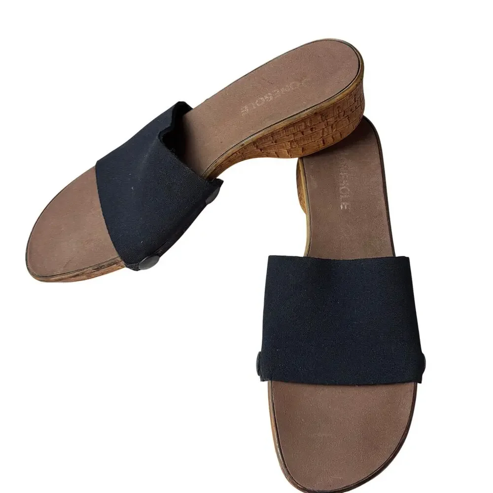 Onesole Slip On Interchangeable Sandal Womens 9 Travel Slides Black Cork Y2K 90s